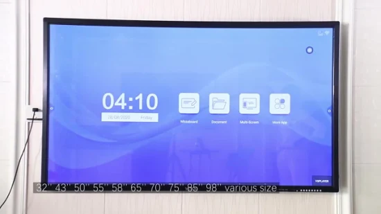 65 polegadas Android 4 + 32g e Win10 9ª geração I5 8g + 128g Tela sensível ao toque Painel 4K LCD Escrita escolar TV Ensino Publicidade Display Quadro branco digital inteligente interativo