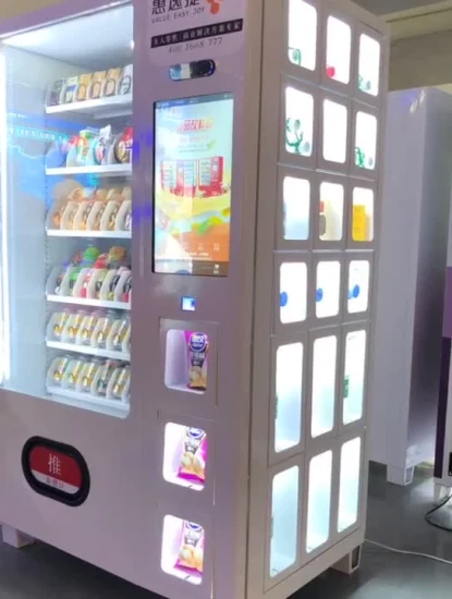 Mini máquina de venda automática de lanches com tela sensível ao toque de 19 polegadas e reprodutor de publicidade com sistema de refrigeração Máquina de café Máquina de bebidas